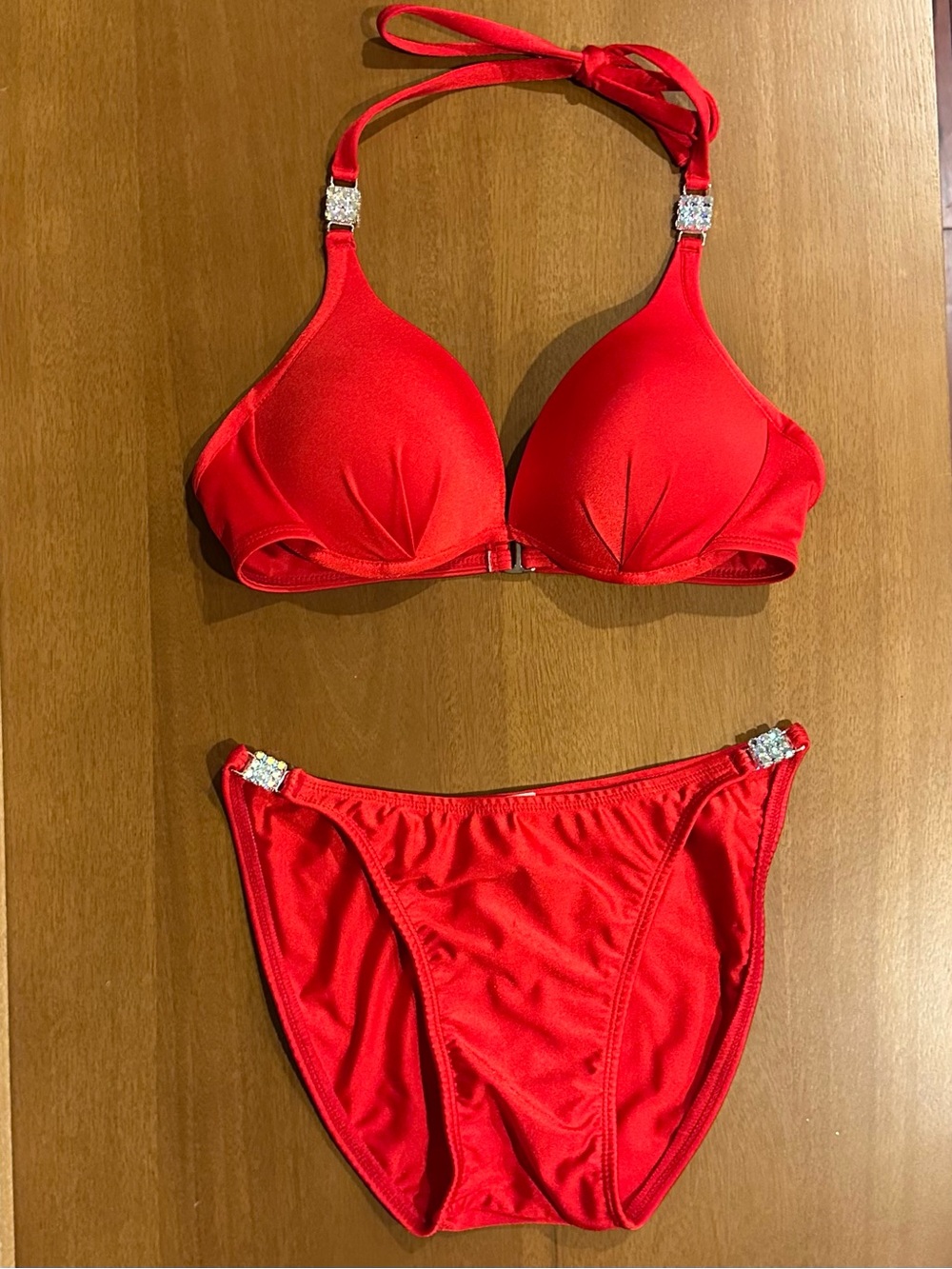 Red Rhinestone-Accent Bikini Set - Women's Two-Piece Swimwear